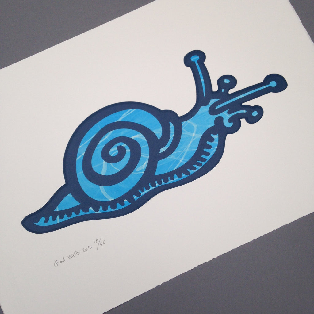 The Idler Snail Screen Print in Blue