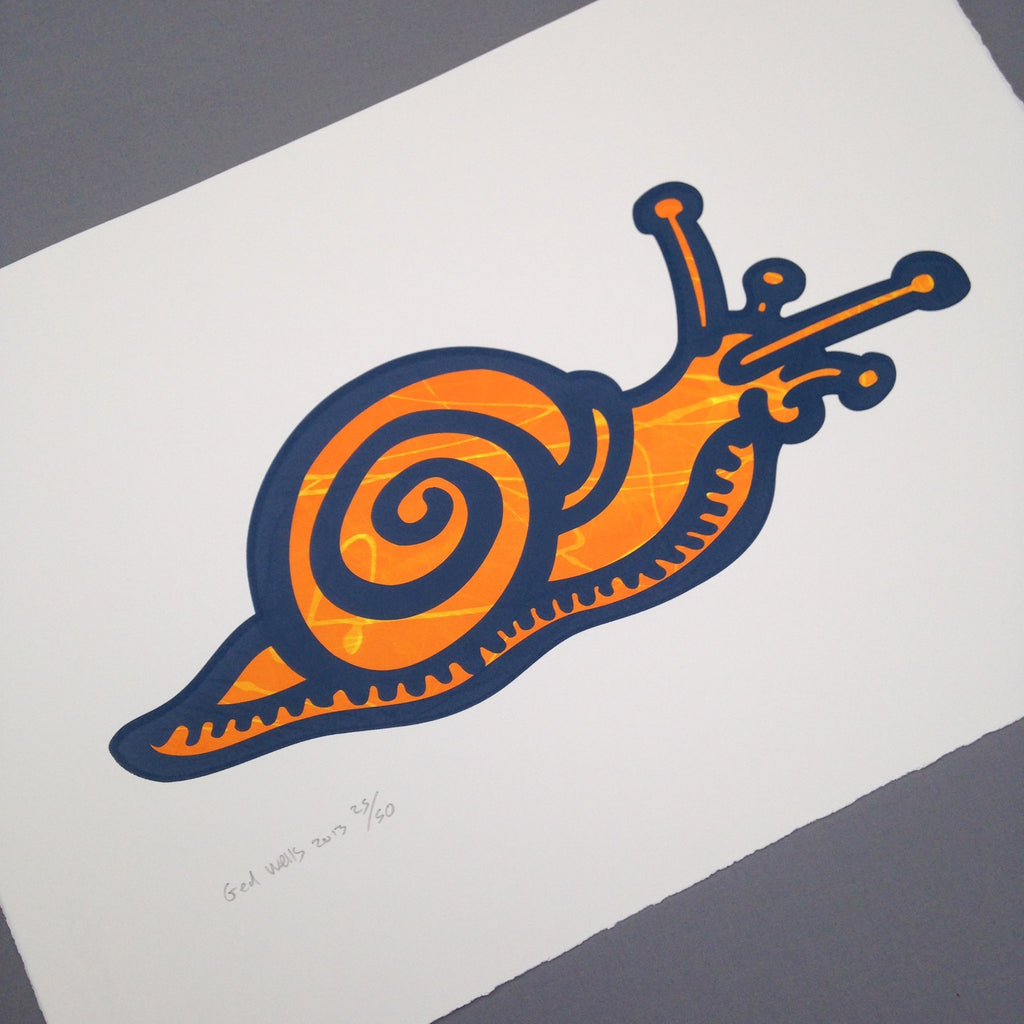 The Idler Snail Screen Print in Orange