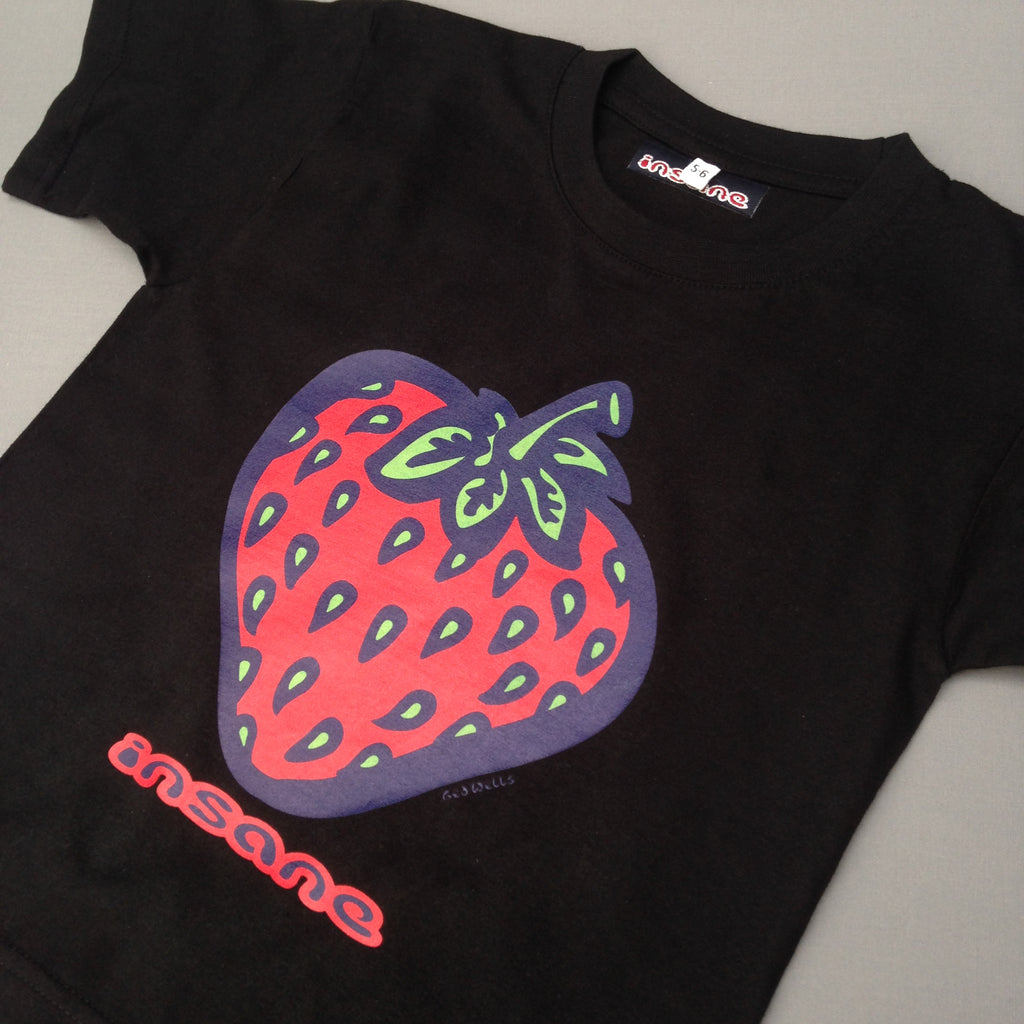 Kids Insane Strawberry Black T-Shirt