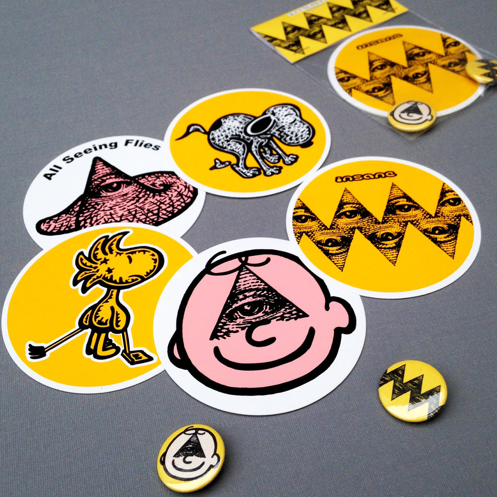 All Seeing Charlie Brown Sticker/Pin Badge Pack