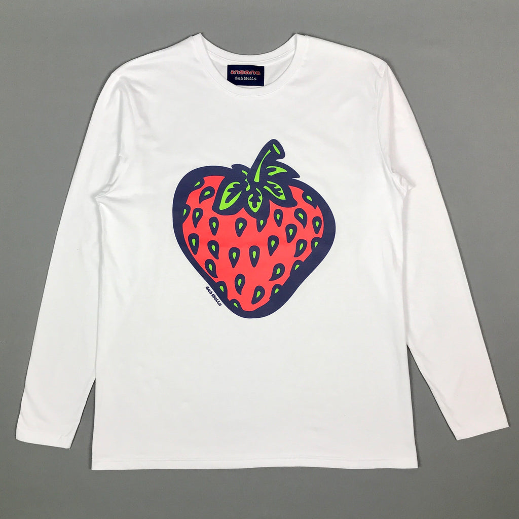 Insane Strawberry White Long Sleeve T-Shirt