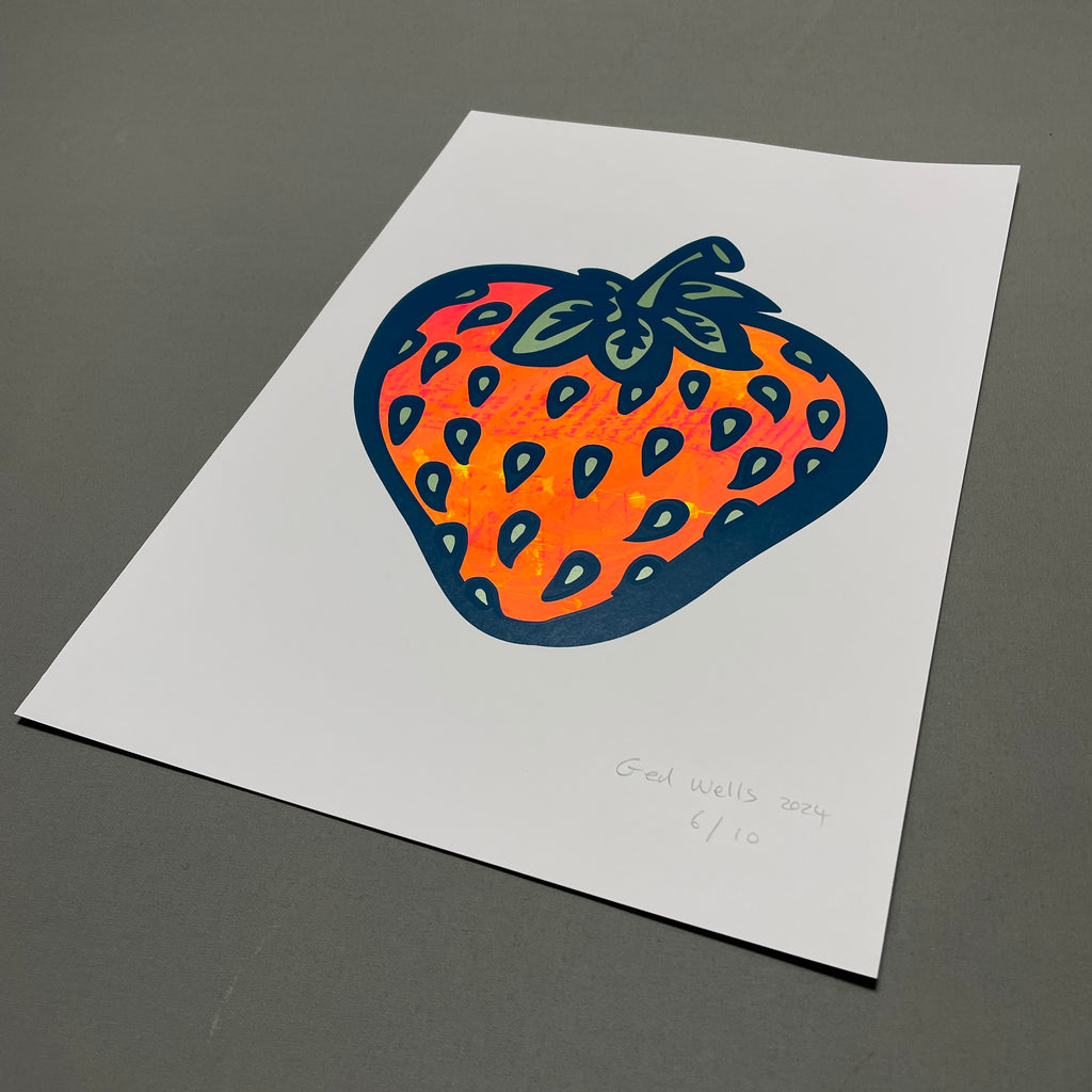 Strawberry ‘Fluo Orange Pop’ Screen Print A3