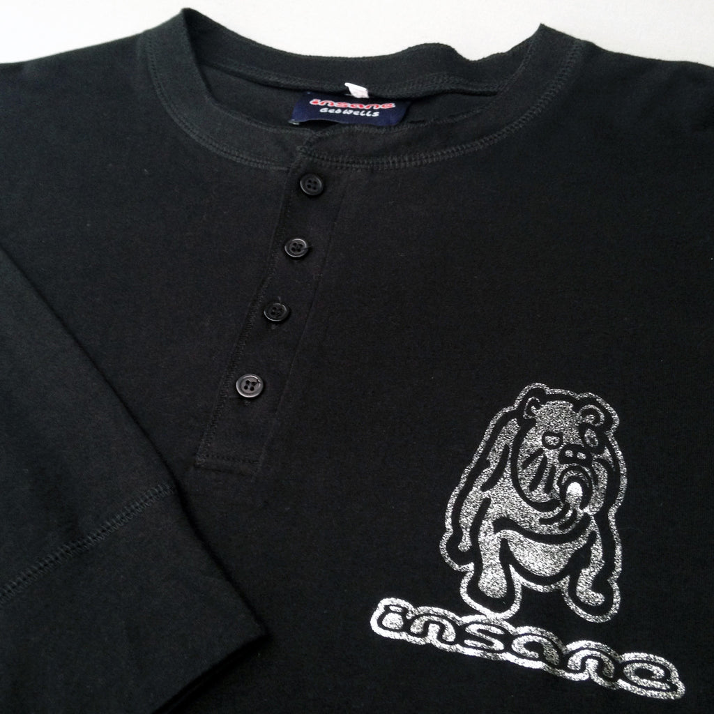 Insane Bulldog Long-Sleeved Henley T-Shirt