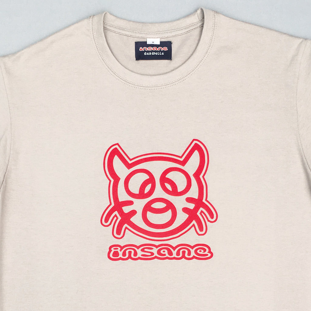 Insane Cat Face Grey T-Shirt