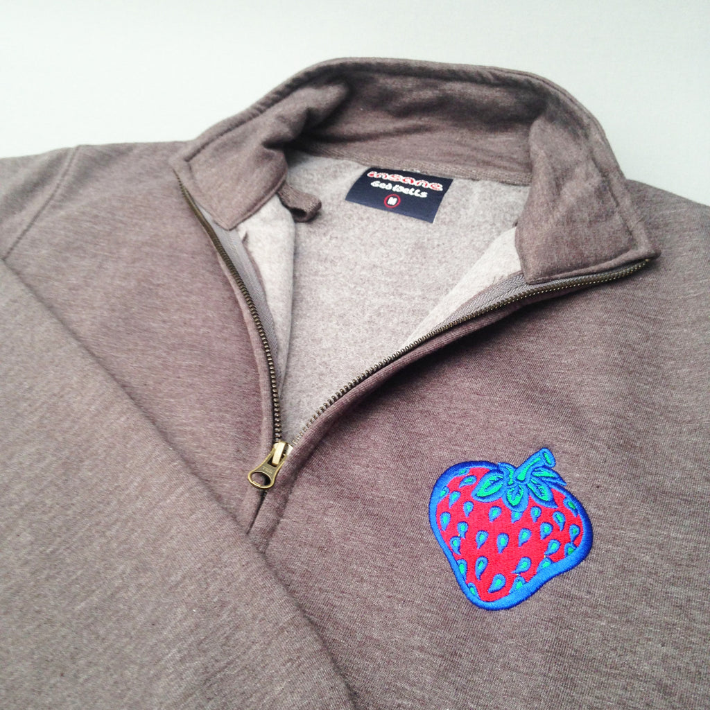 Insane Strawberry Grey Zip Crew Sweat