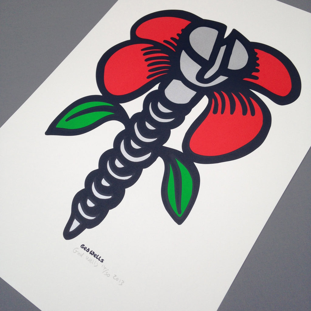 Screw Flower Screen Print