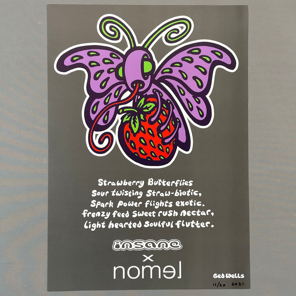 Insane Strawberry Butterfly A2 Giclée Print
