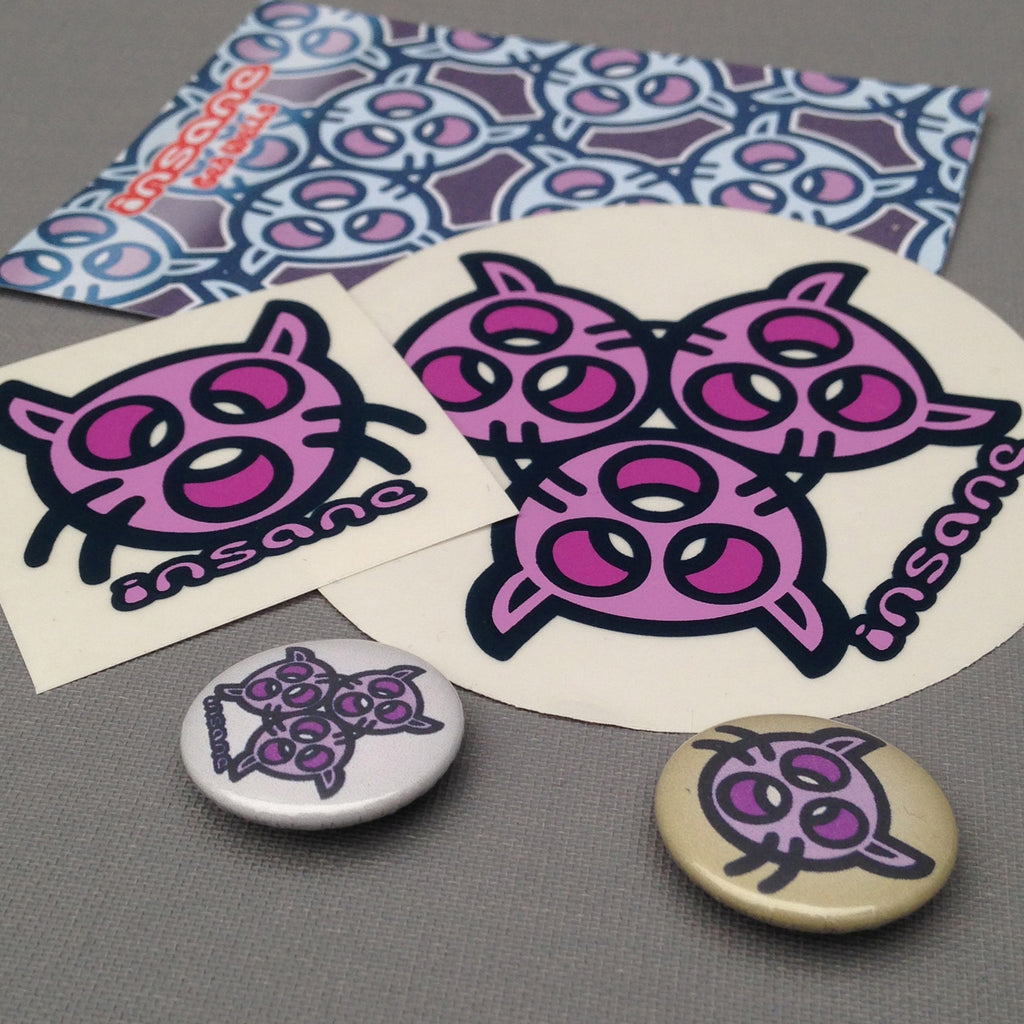 Cat Head Sticker & Badge Pack