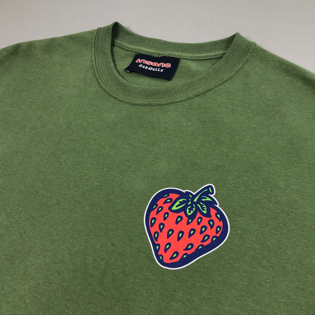 Insane Strawberry on Military Green T-Shirt