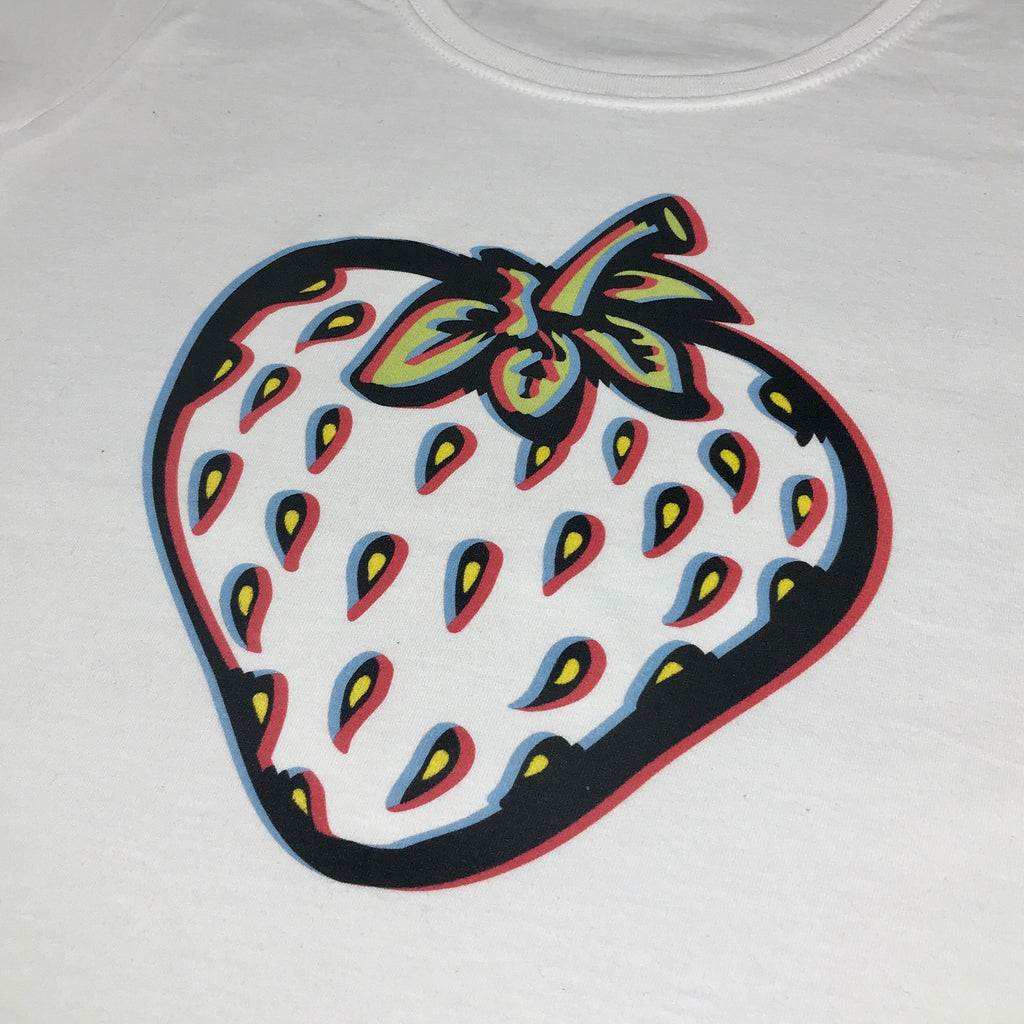 Insane Women's 3D Strawberry White T Shirt.