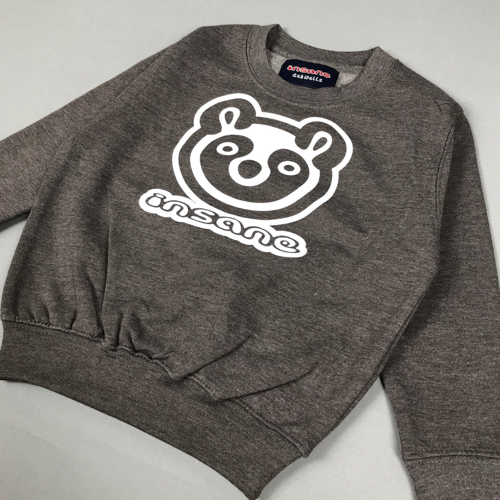 Insane Kids Panda Face Grey Crew Sweat