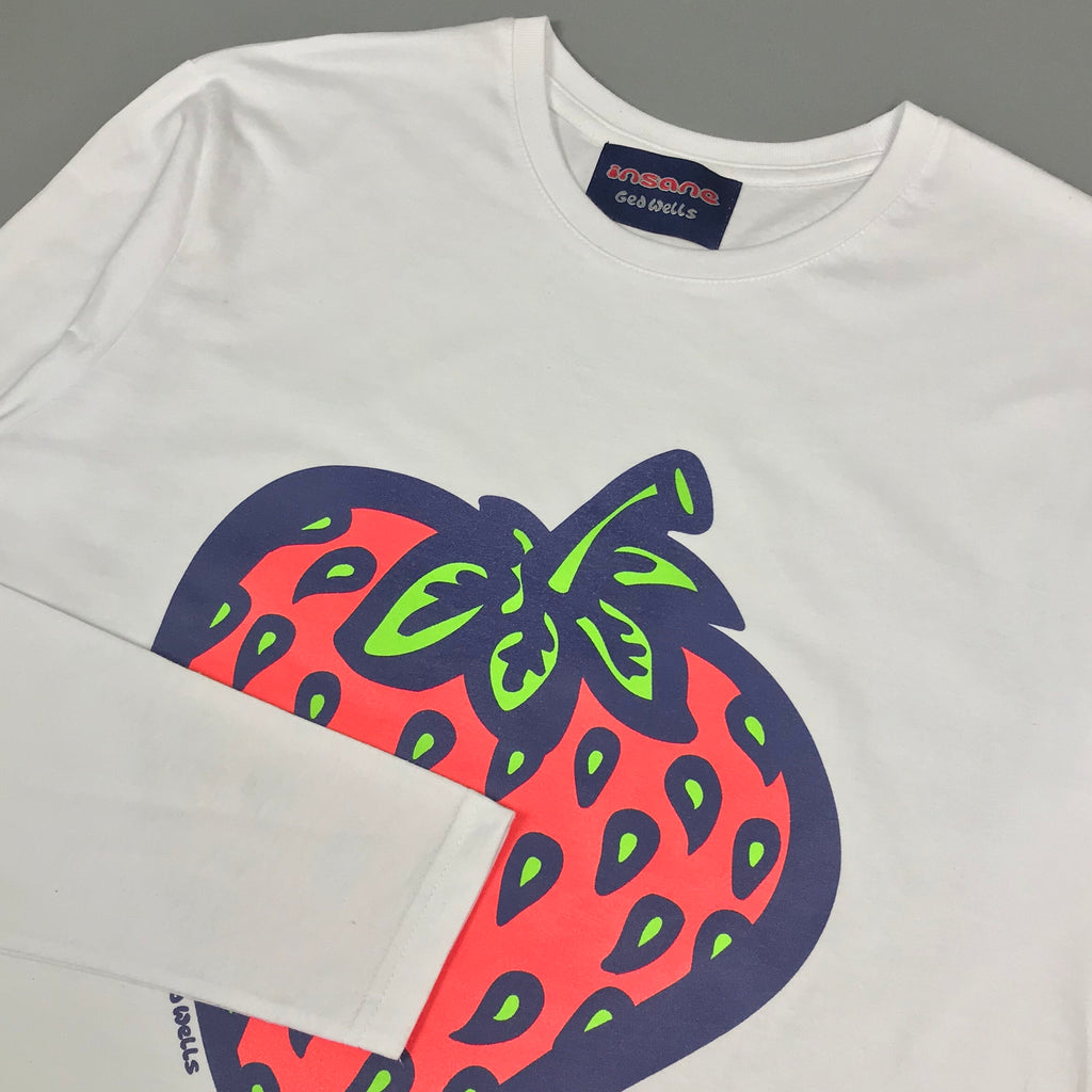 Insane Strawberry White Long Sleeve T-Shirt