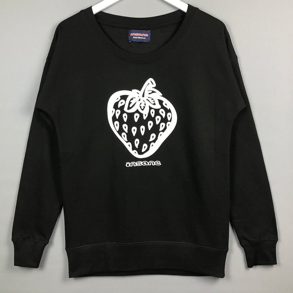 Insane Women's Strawberry Black Crew Sweatshirt