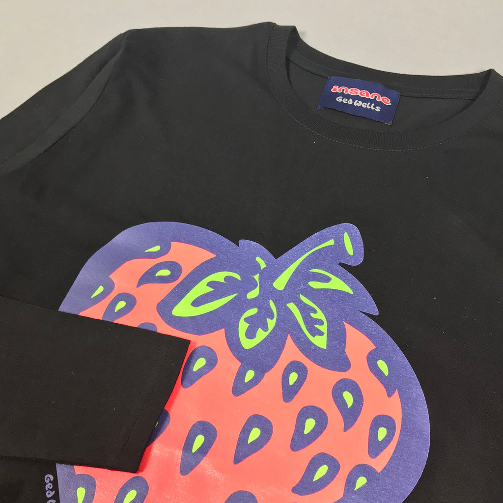 Insane Strawberry Black Long-Sleeved T-Shirt