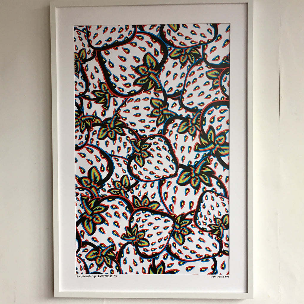 3D Insane Strawberry Camo A1 Giclée Print