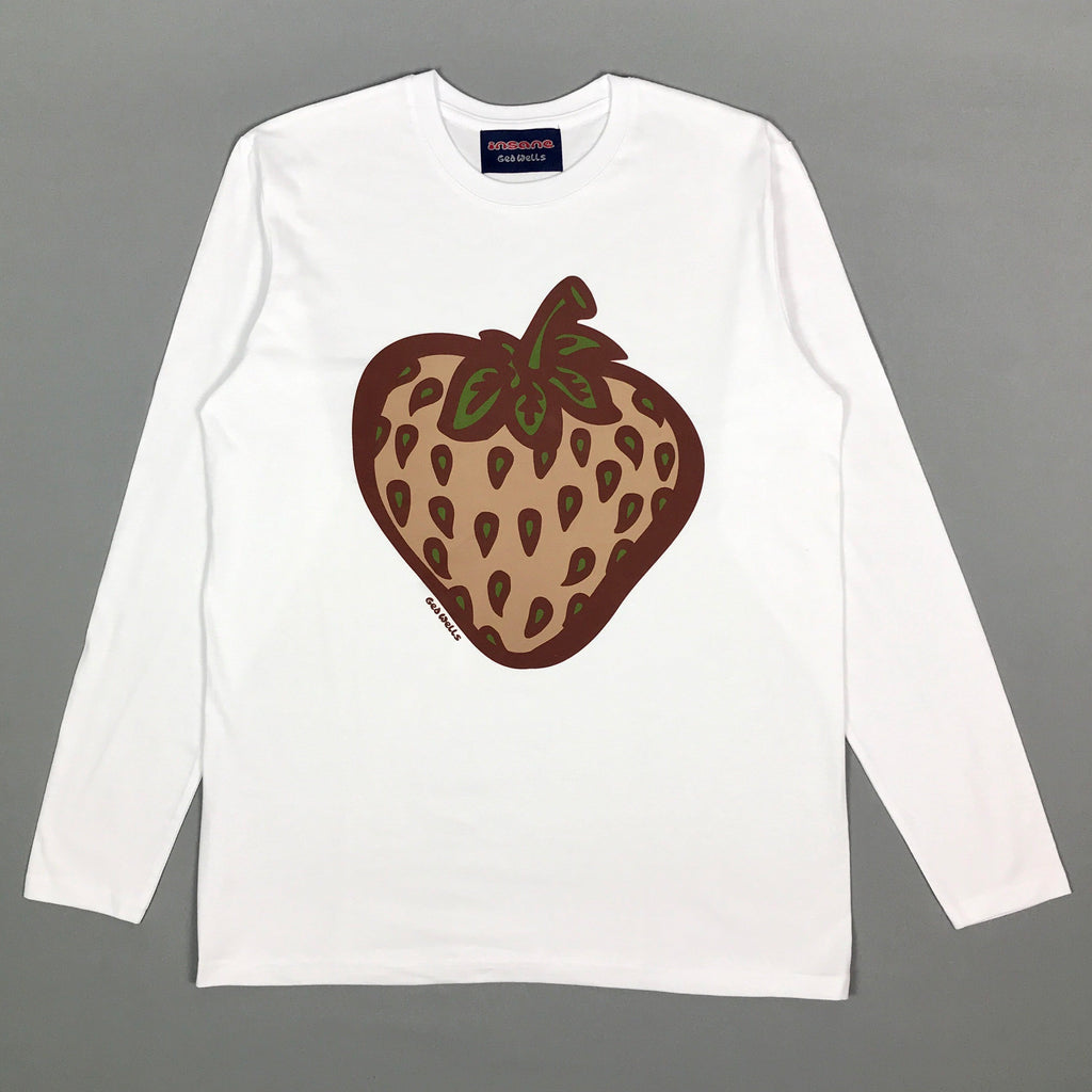 Insane Strawberry Field Camo Long-Sleeved White T-Shirt