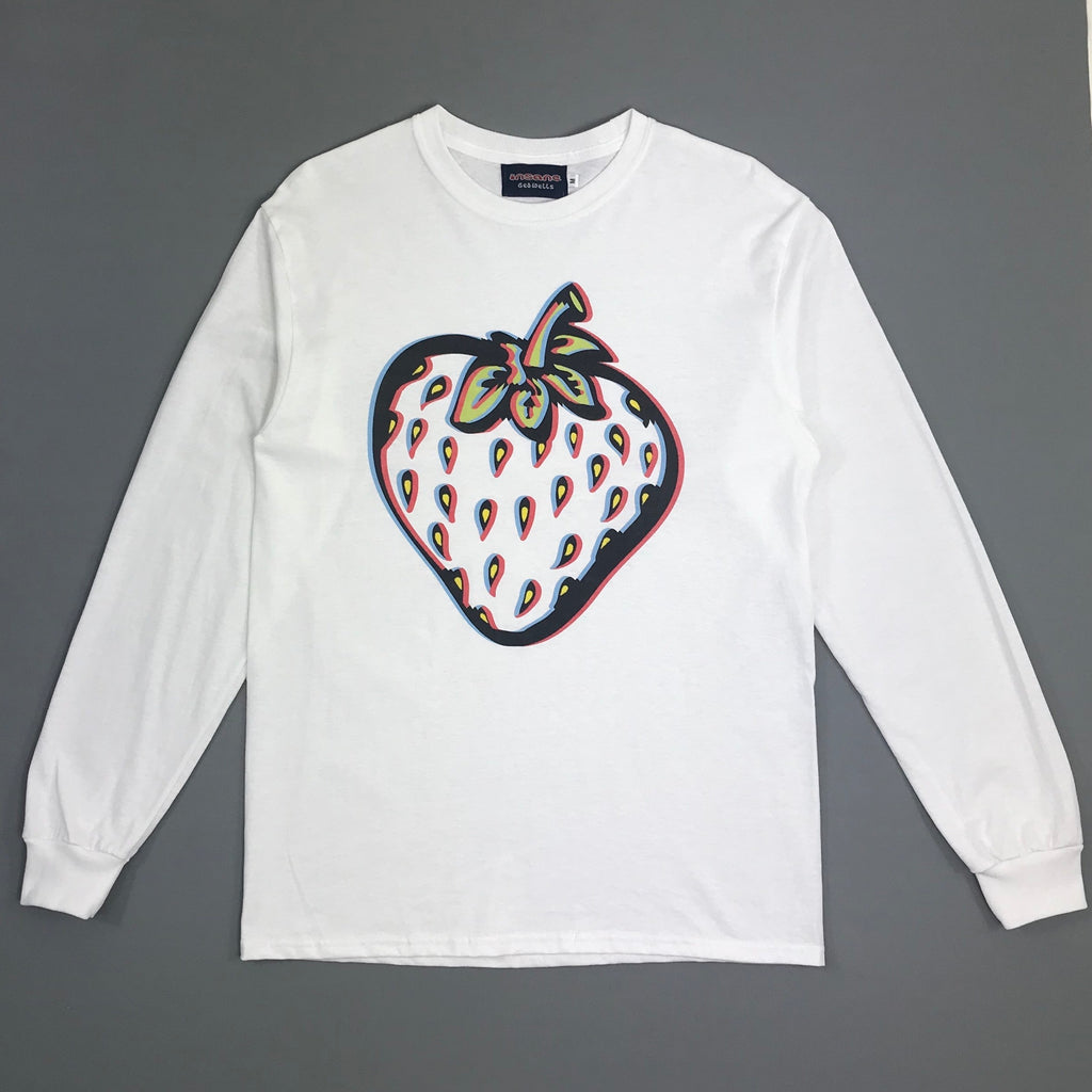 3D Insane Strawberry White Long Sleeve T-Shirt