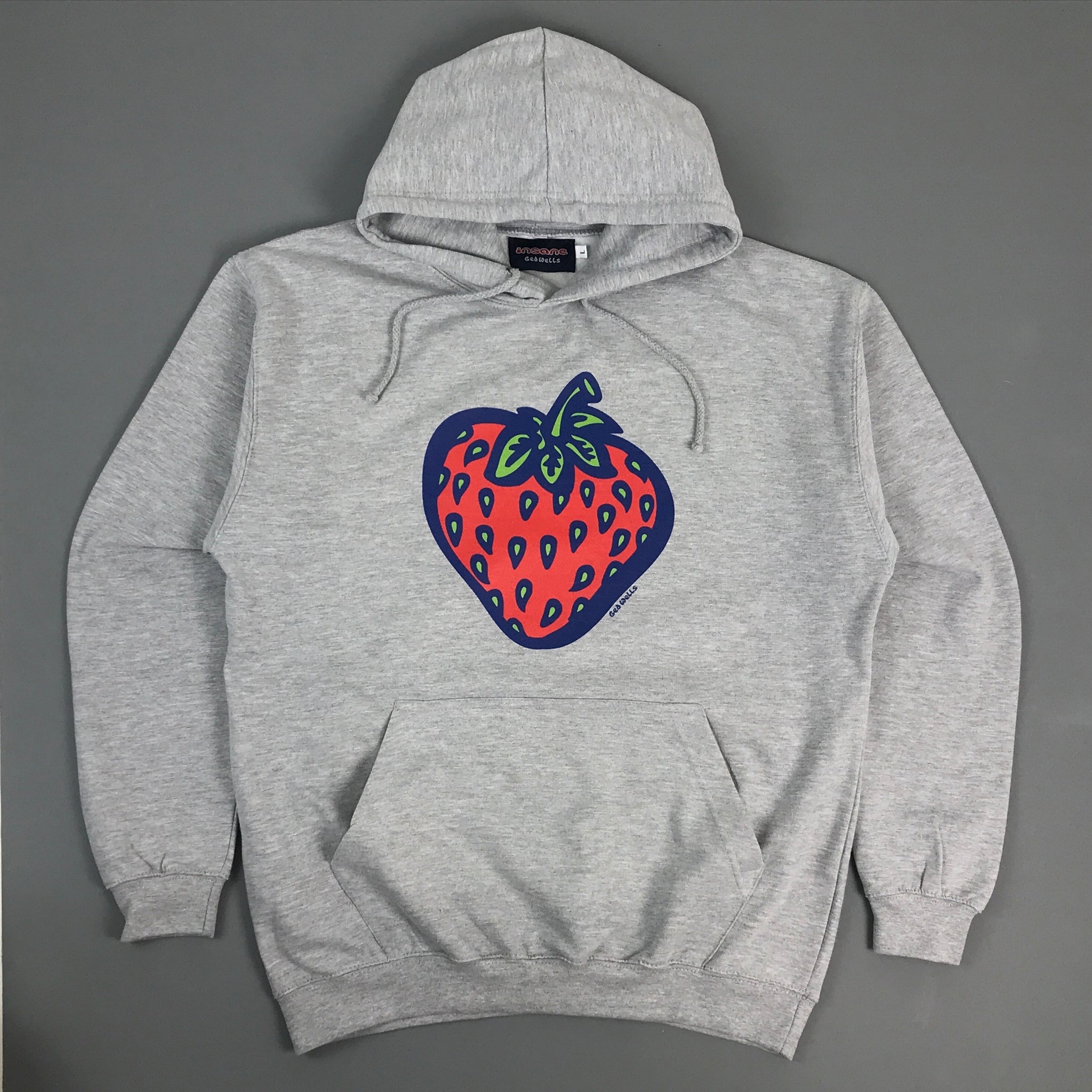 SILAS×INSANE STRAWBERRY SWEAT HOODIE Insane Strawberry Grey Hooded Sweat – Insane Emporium