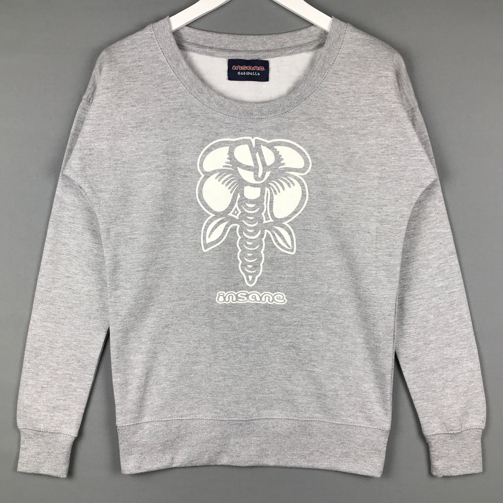 Insane Women's Screw Flower Grey Crew Sweatshirt