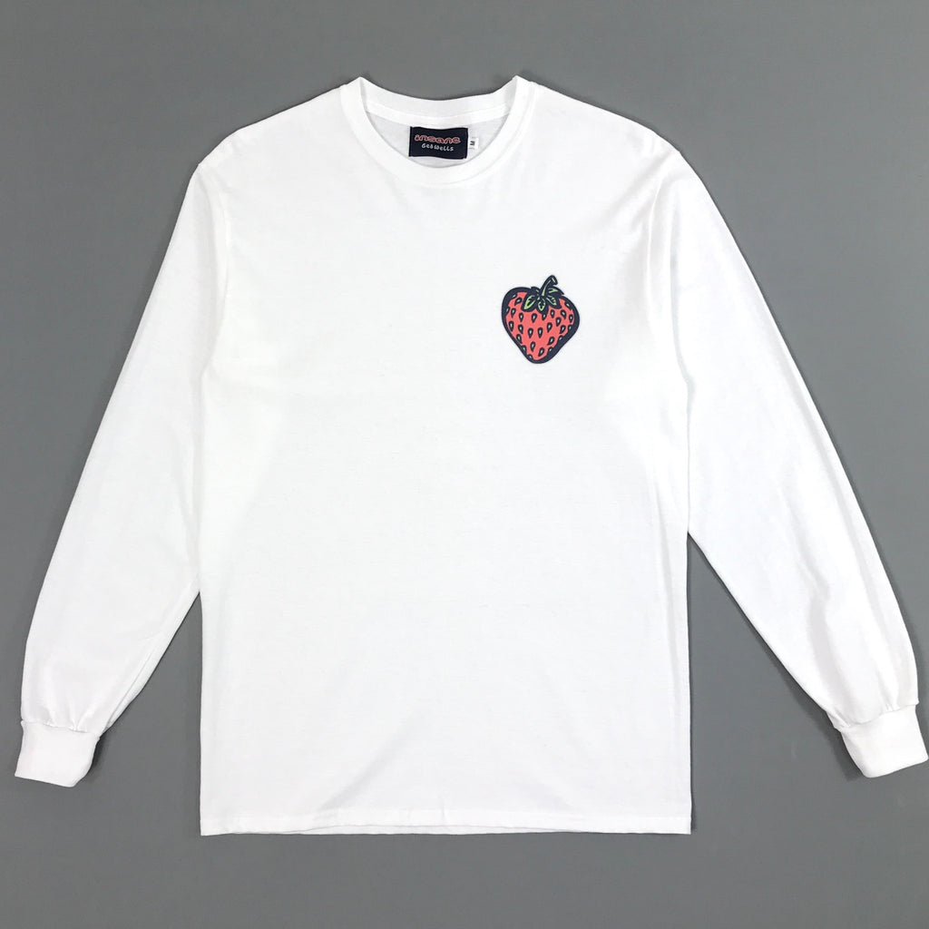 Insane Strawberry on White Long Sleeve T-Shirt
